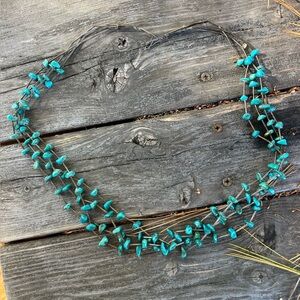 Vintage 4 strand turquoise liquid silver heishi necklace